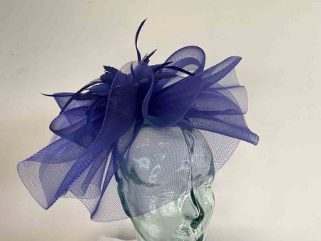 Crin fascinator with feather flower in cobalt