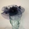 Pillbox fascinator with crin in navy