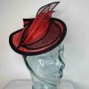 Small sinamay hatinator in tulip red and black