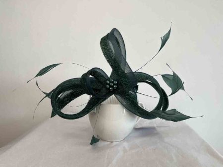 Sinamay and crin looped fascinator in bottle green