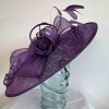 Large hatinator with sinamay loops in majesty purple