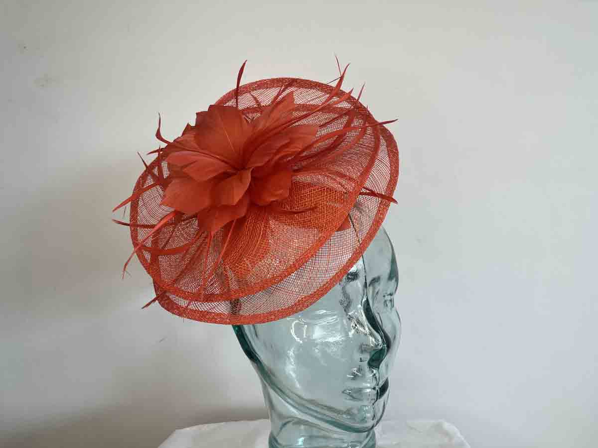 Sinamay fascinator with feathered 