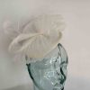 Teardrop fascinator with pleated crin in ivory