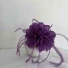 Feathered flower fascinator in grape