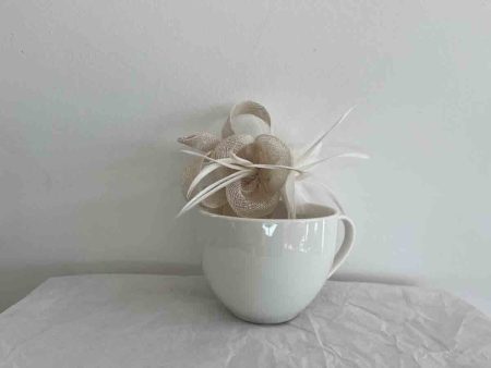 sinamay and feather flower fascinator in ivory