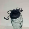 Pillbox fascinator with double flower in navy