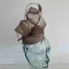 Pillbox fascinator with double quill in coffee