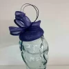 Pillbox fascinator with double quill in marine