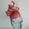 Pillbox fascinator with double quill in tangerine