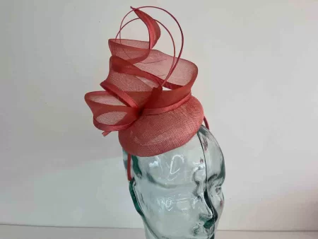 Pillbox fascinator with double quill in tangerine