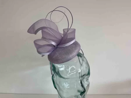 Pillbox fascinator with double quill in wisteria