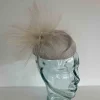 Pillbox fascinator with frayed crin in almond