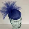 Pillbox fascinator with frayed crin in cobalt