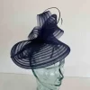 Pleated crin fascinator in navy