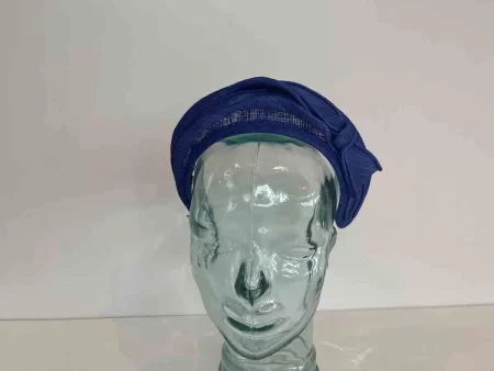 Sinamay headband with abaca silk in cobalt