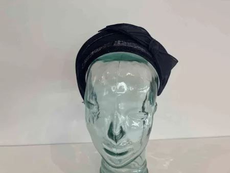 Sinamay headband with abaca silk in navy