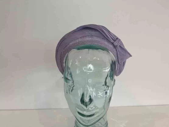 Sinamay headband with abaca silk in wisteria