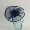 Crin fascinator with centre flower detail in navy