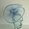 Crin fascinator with centre flower detail in sky blue
