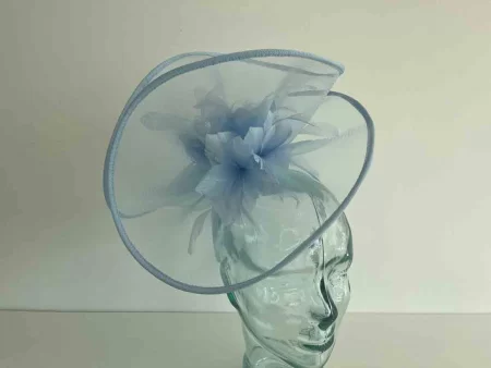 Crin fascinator with centre flower detail in sky blue