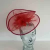 Crin fascinator with centre flower detail in tulip red