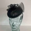 Pillbox fascinator with pleated crin in black