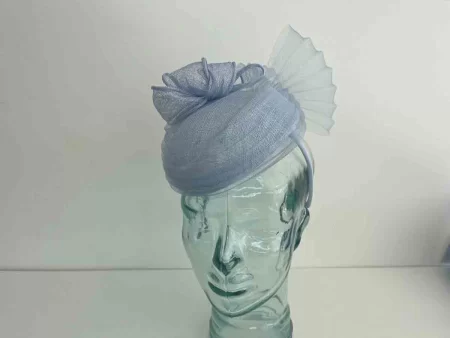 Pillbox fascinator with pleated crin in bluebell