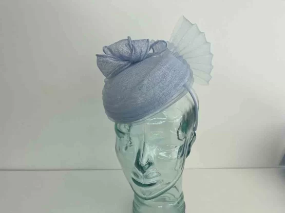 Pillbox fascinator with pleated crin in bluebell