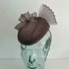 Pillbox fascinator with pleated crin in coffee