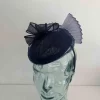 Pillbox fascinator with pleated crin in navy
