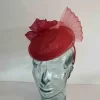 Pillbox fascinator with pleated crin in tulip red