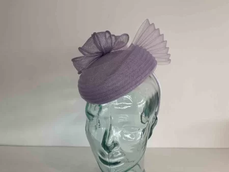 Pillbox fascinator with pleated crin in wisteria