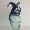 Dramatic fascinator with arrow head feathers in marine blue
