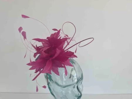 Feather fascinator in berry