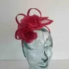 Triple leaf fascinator with flower in tulip red