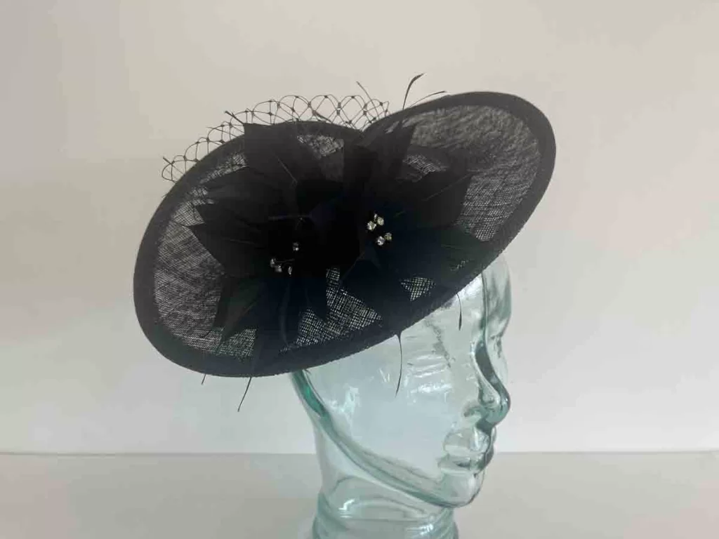 Three quarter brim hatinator in black - Love Fascinators