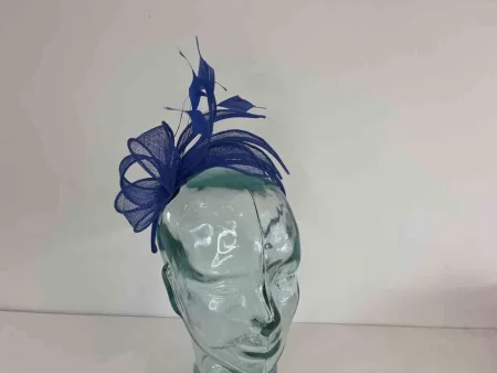 Fascinator with leaves in new marine blue