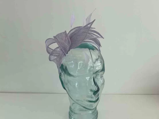 Fascinator with leaves in new wisteria