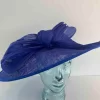 Large oval hatinator with large abaca bow in cobalt