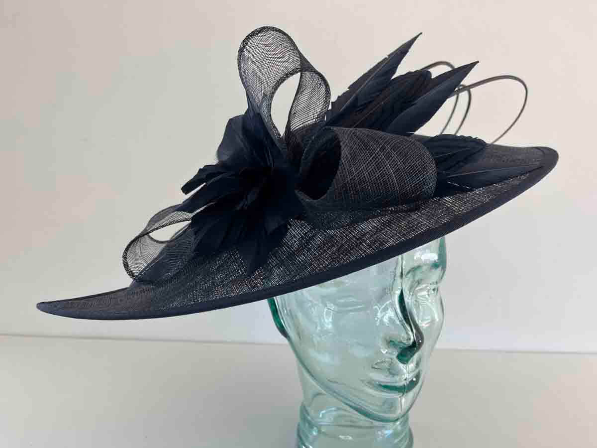 3. Navy Blue Feather Fascinator for Short Hair - wide 1