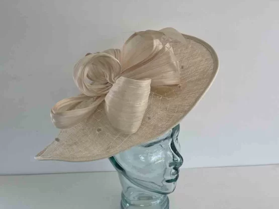 Diamond fascinator with net and spot  in champagne