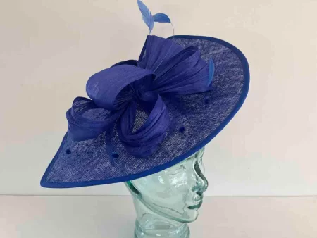 Diamond fascinator with net and spot  in cobalt