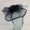 Crin fascinator with feathered flower in navy