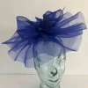 Crin fascinator with feather flower in  new cobalt