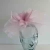 Crin fascinator with feather flower in light pink