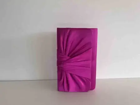 Satin clutch bag in berry pink