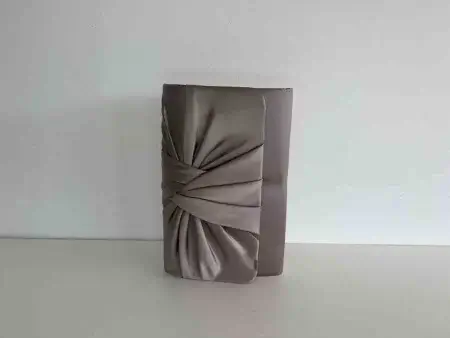 Satin clutch bag in taupe